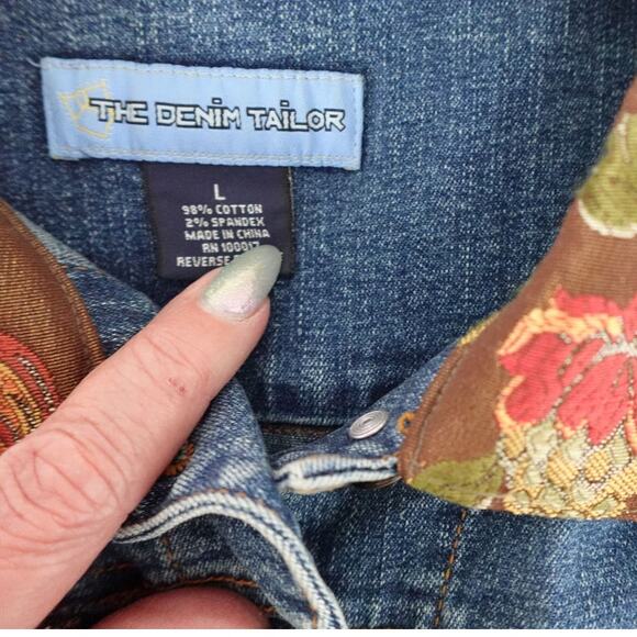 The Denim Taylor brocade n bling jean jacket n silk belted jeans n trim 14 - Picture 7 of 16